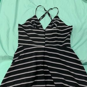 Fashion Nova Crossed back striped romper